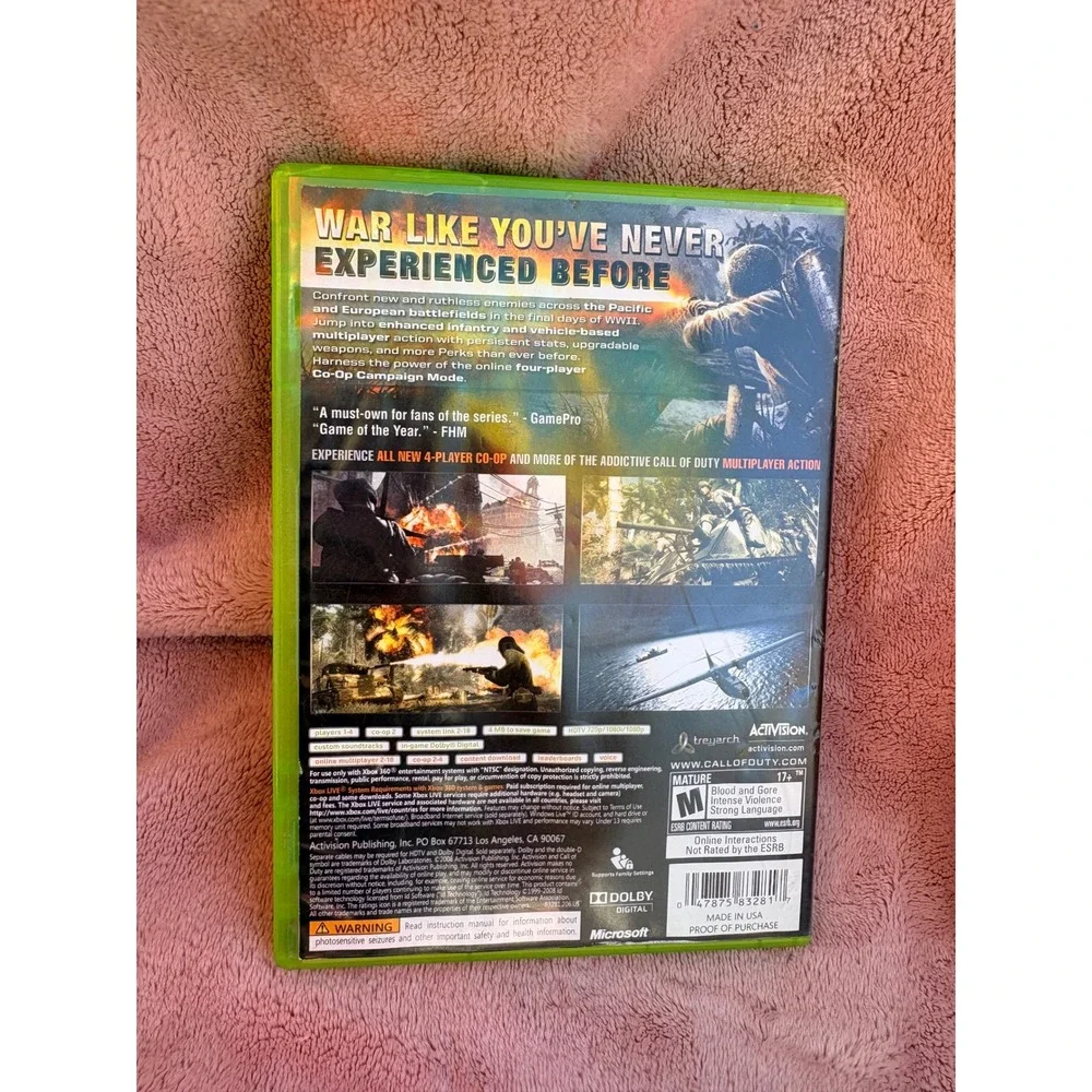 Call of Duty World at War Xbox 360 Activision 2008 CIB Complete with Manual